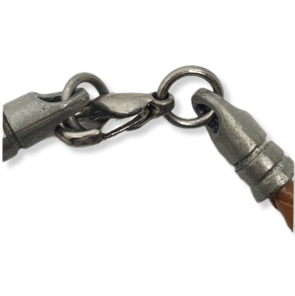 GUESS VINTAGE COWGIRL THEMED FAUX LEATHER & PEWTER CHARMED BRACELET - Picture 6 of 8